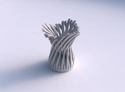 Bowl cylindrical with twisted sharp muscle structures streche...