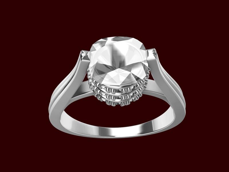 Cushion Cathedral Ring All Diamonds