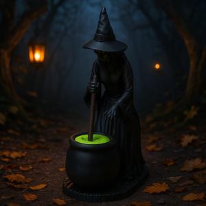 Witch with Cauldron — Spooky Halloween Figurine