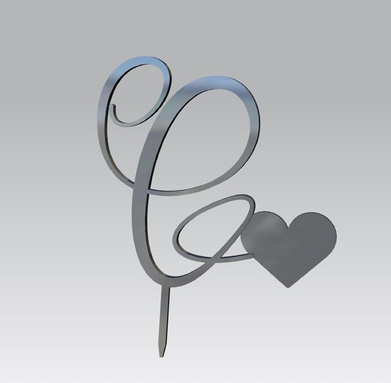 Cake Topper with Heart – Letter G