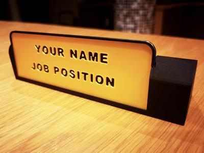 Customizable Office Name Plate + Pen Holder