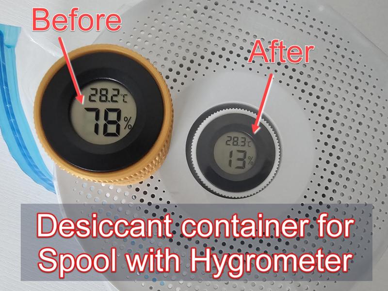 Desiccant container for Spool with Hygrometer