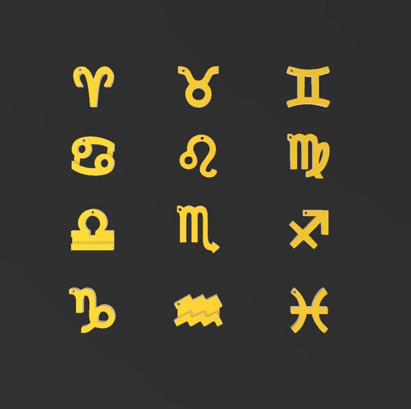 Zodiac signs Keychain Necklace HD3