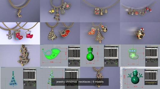 jewelry christmas  necklaces 3D Model Collection