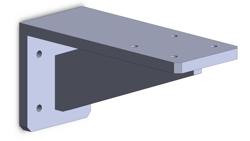Heavy-Duty Printable Wall Bracket – 200x100x10mm | 8" x 4" x 3/8" | Reinforced Mount with Screw Holes M4-M5 | 1/4" (STL + STEP)