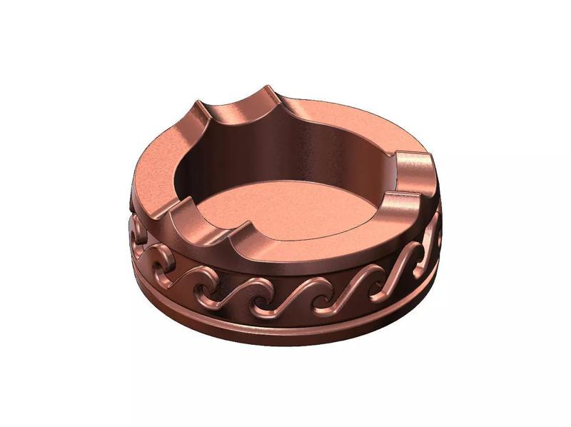 Greek wave pattern carved ashtray bowl