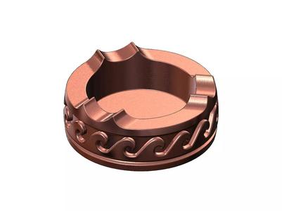 Greek wave pattern carved ashtray bowl