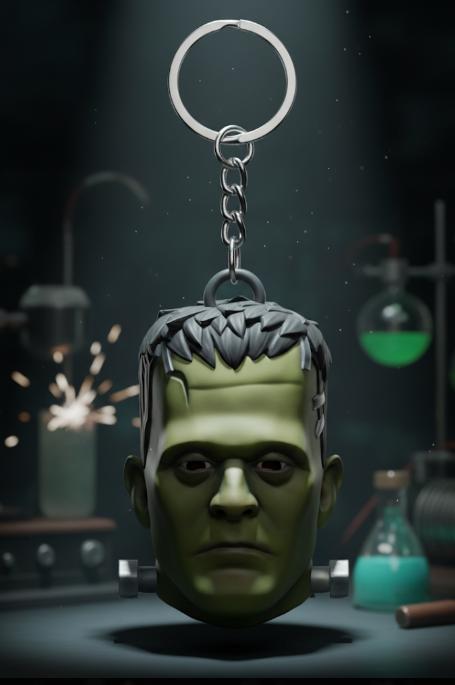 Frankenstein Monster Head Keychain - Gothic Horror Classic - Universal Monsters - Ready to Print
