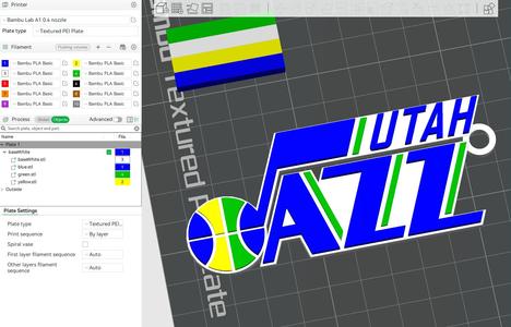 NBA Utah Jazz keychain Badge Printable and Renderable
