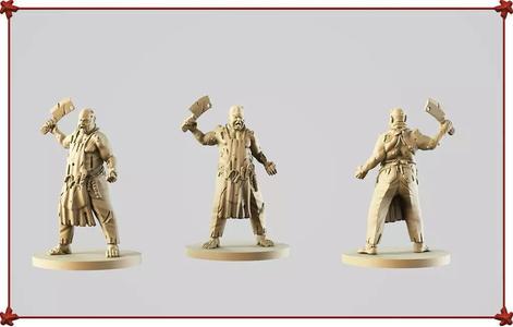 Butcher three figurines of man holding knife