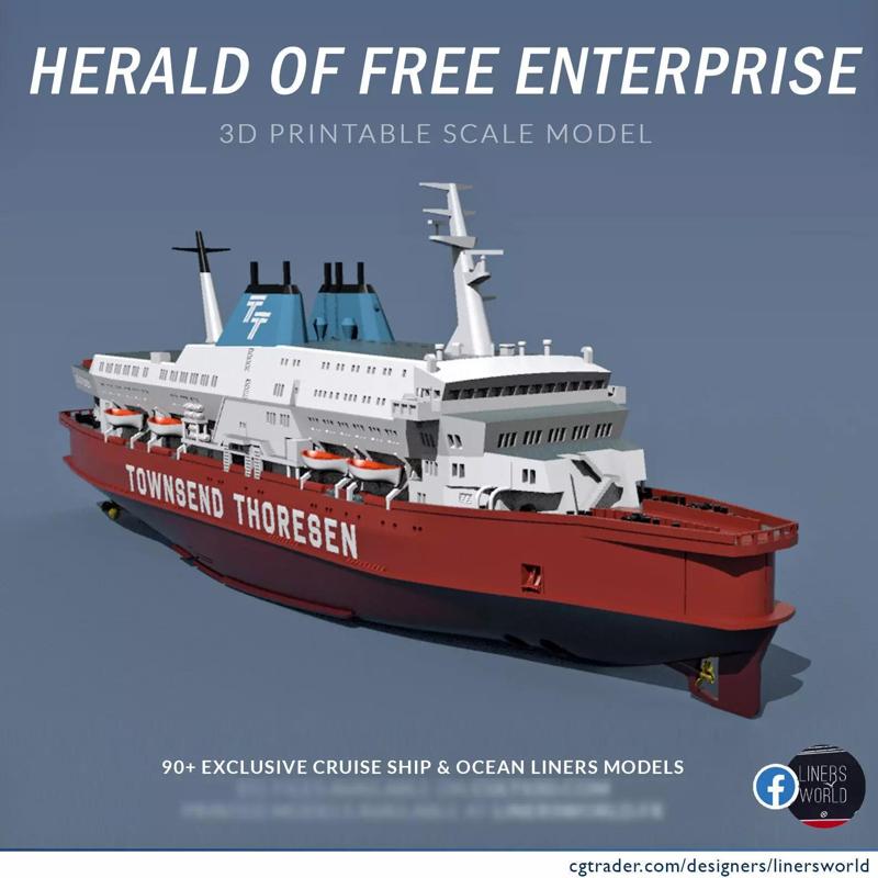 Herald of Free Enterprise disaster ferry print ready model