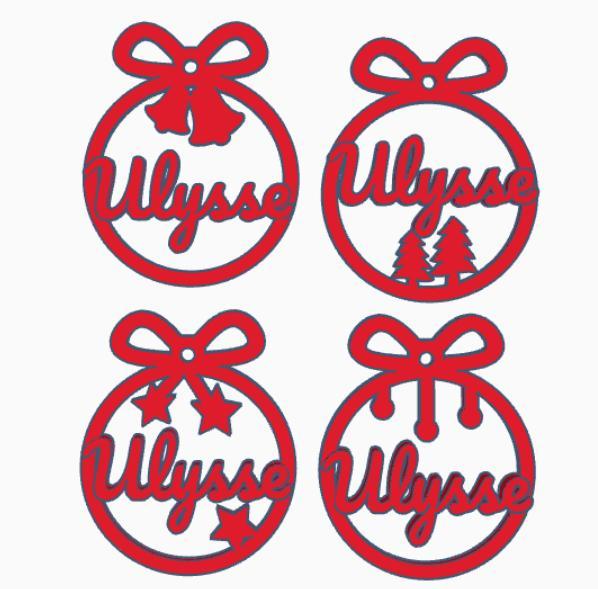 4 x Ulysses, personalized Christmas tree ball