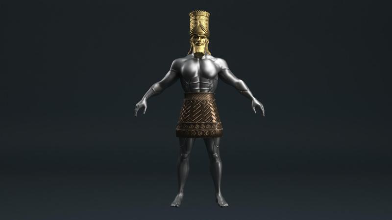 Nebuchadnezzar king rigged low poly