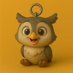 adorable owl keychain 3D model