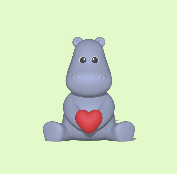 Valentine Hippo Heart