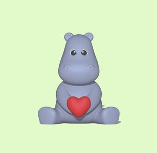 Valentine Hippo Heart