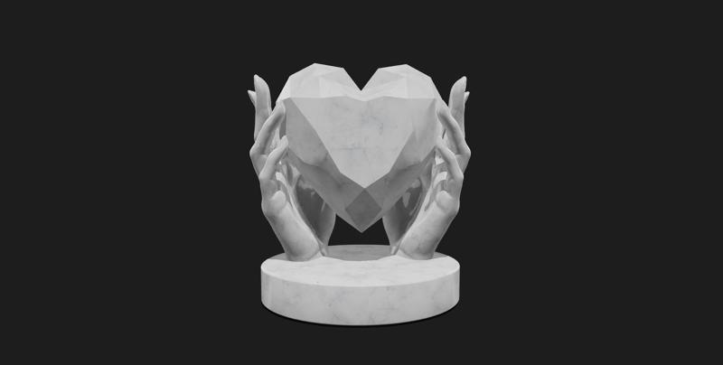 Hands holding heart sculpture, Hand gesture statue, Love gift, engagement gift, marriage, proposal, diamond heart