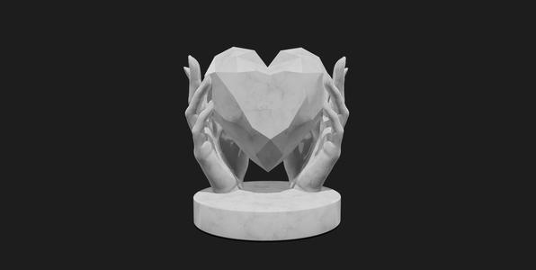Hands holding heart sculpture, Hand gesture statue, Love gift, engagement gift, marriage, proposal, diamond heart