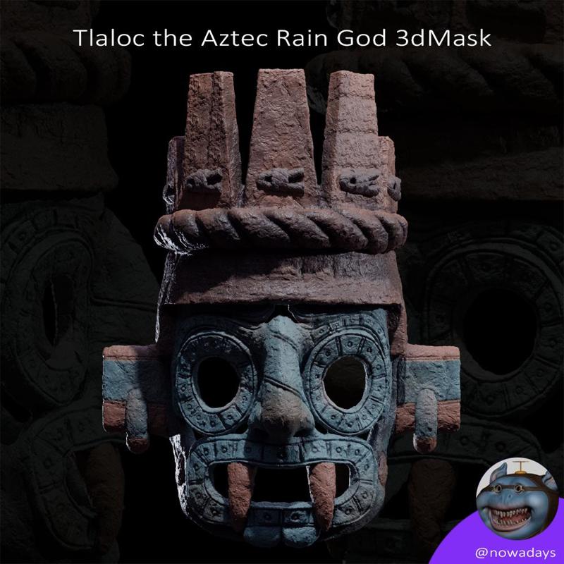 Tlaloc the Aztec Rain God 3d collectible/printable Mask