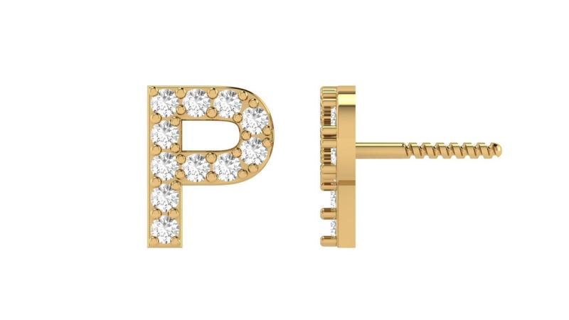P Letter Alphabets Studs Earrings