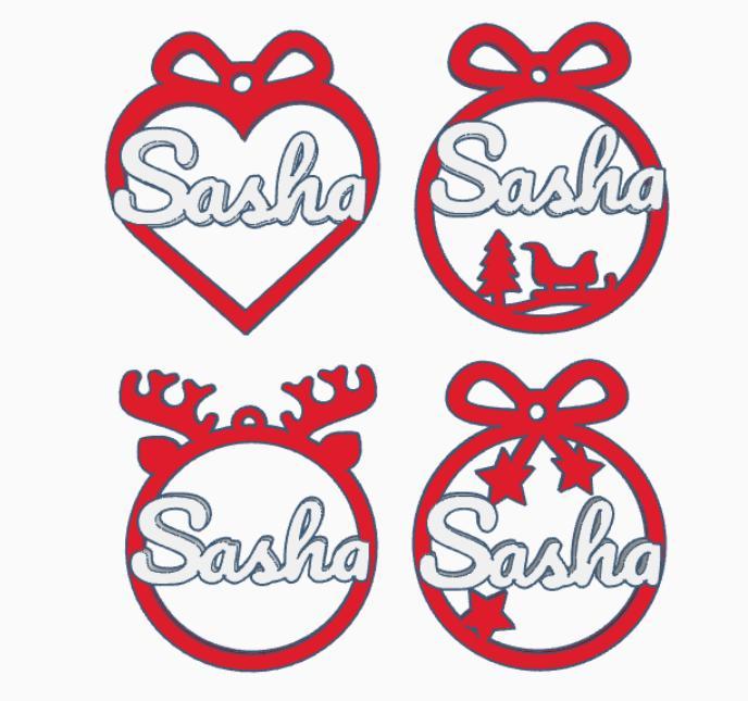 5 x Sasha, personalized Christmas tree ball, christmas