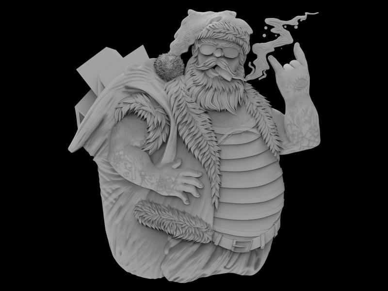 3D Model STL File for CNC Router/Laser & 3D Printer Cool Santa