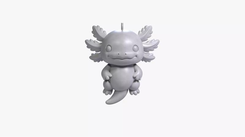 Axolotl Keychain Cute Amphibian 3D STL Printable Fantasy Charm