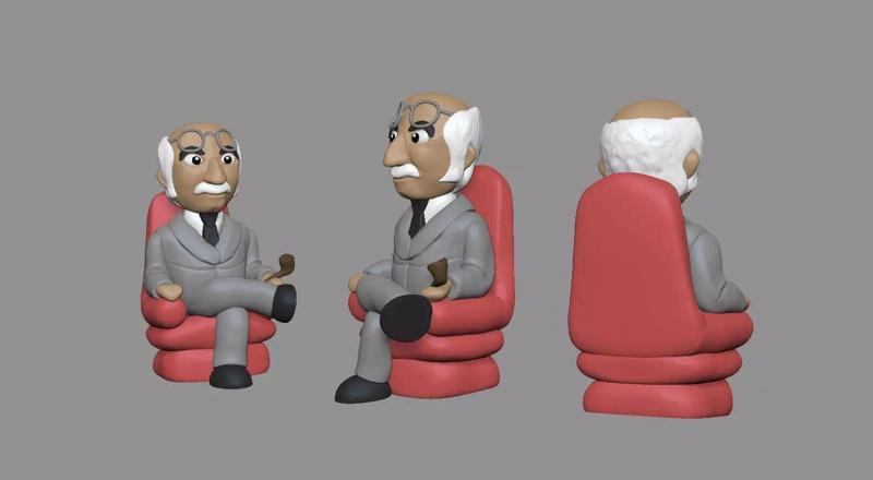 Carl Gustav Jung cartoon style figurine