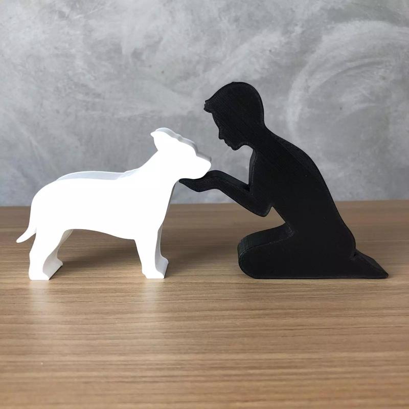 Boy and his American Staffordshire Terrier for 3D printer or cnc