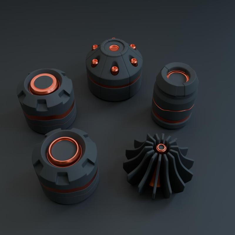 Cyberpunk Trinket Set – 5 Futuristic Mini Table Décor Pieces