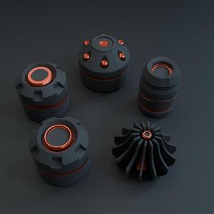 Cyberpunk Trinket Set – 5 Futuristic Mini Table Décor Pieces