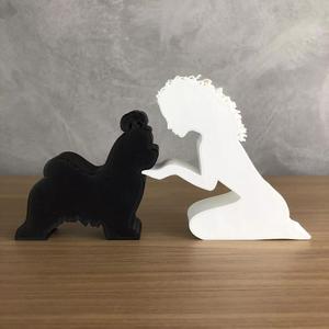 Girl and her Maltese -wavy hair- for 3D printer or laser cut