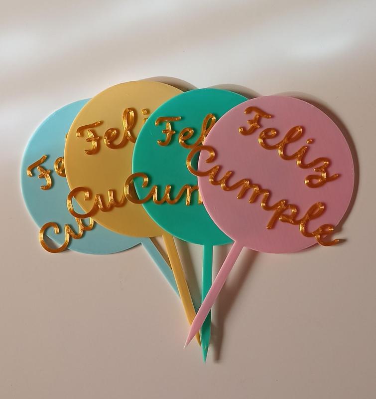 Feliz Cumple topper para tortas
