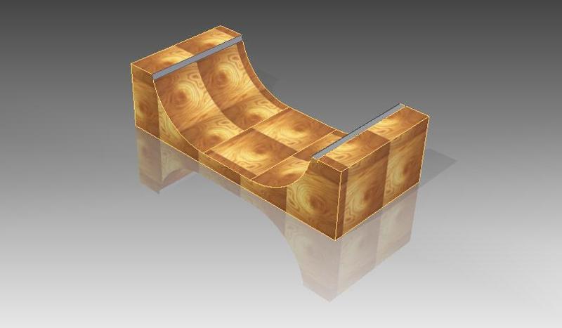 Recessed finger skateboard ramp