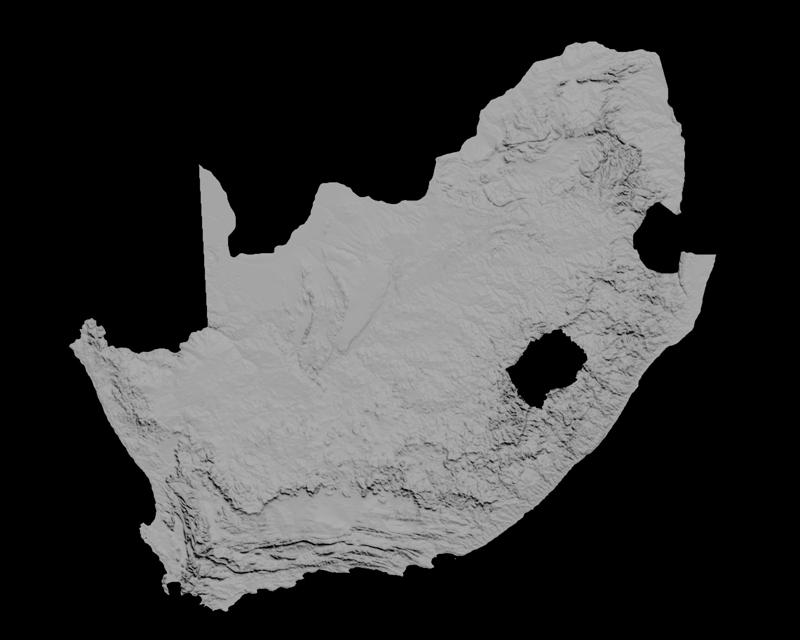 Topographic Map of South Africa – 3D Terrain