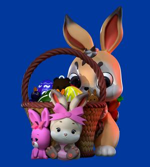 Easter bunnies, 3 easy-to-print versions with gift keyrings.