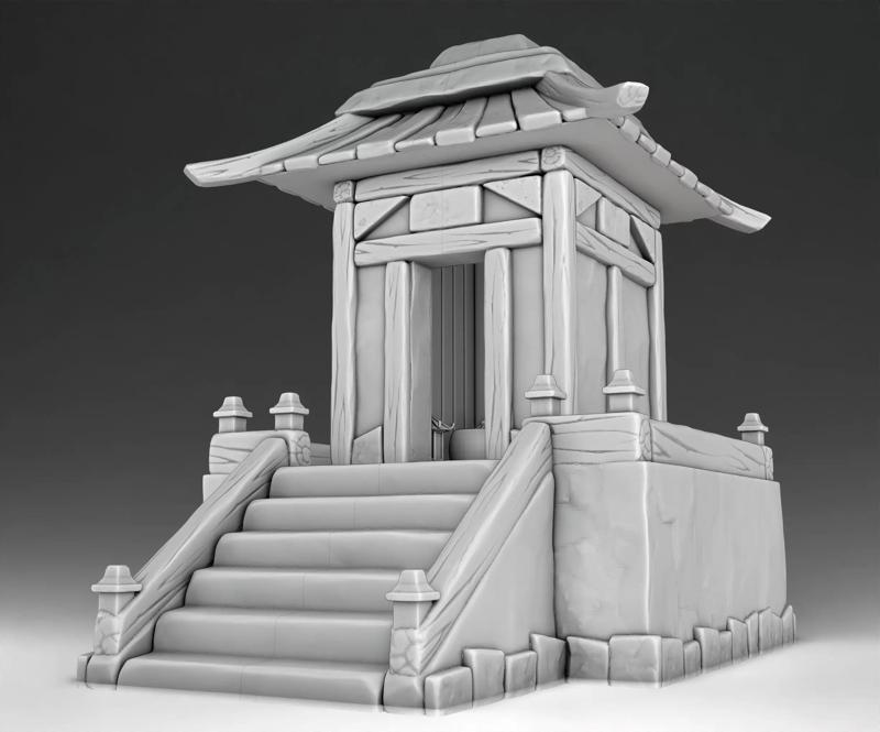 House chinese temple with stairs and steps