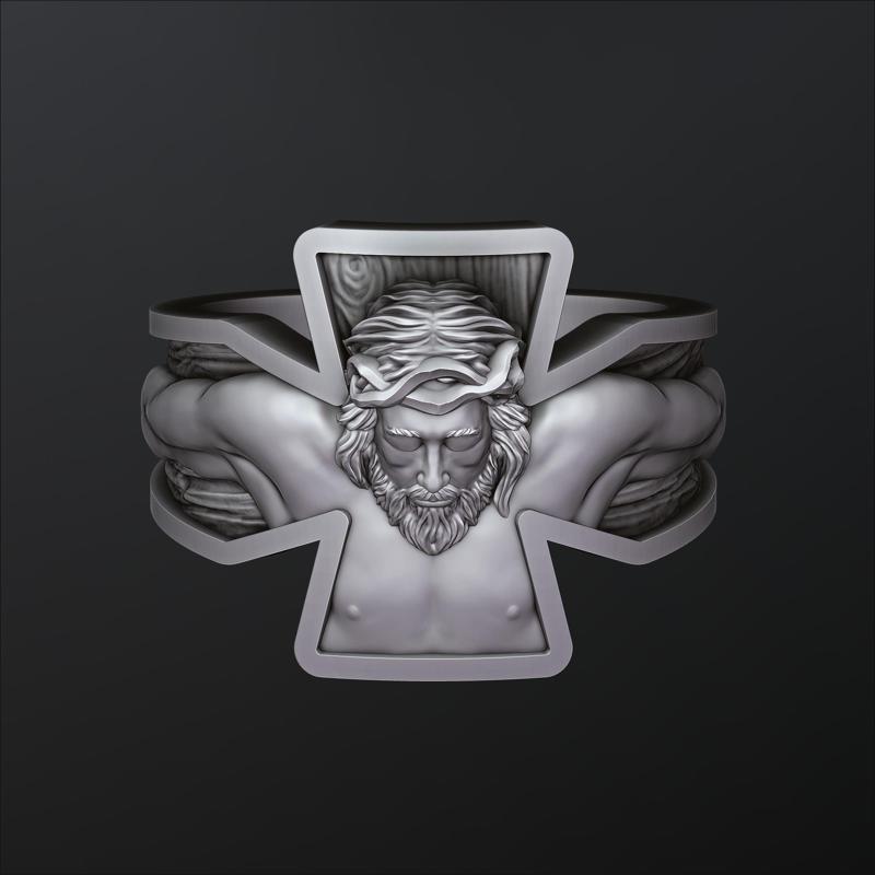 Jesus Crucifixion Cross Ring 3D print model