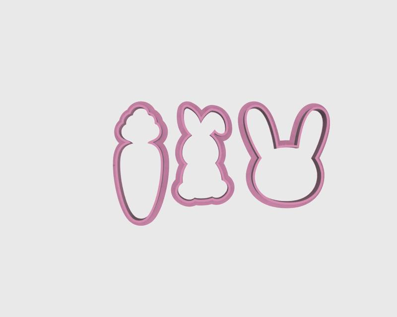 Bunny, Bunny Head and Carrot Cutters/Coelho, Cabeça de Coelho e Cenoura Cortadores