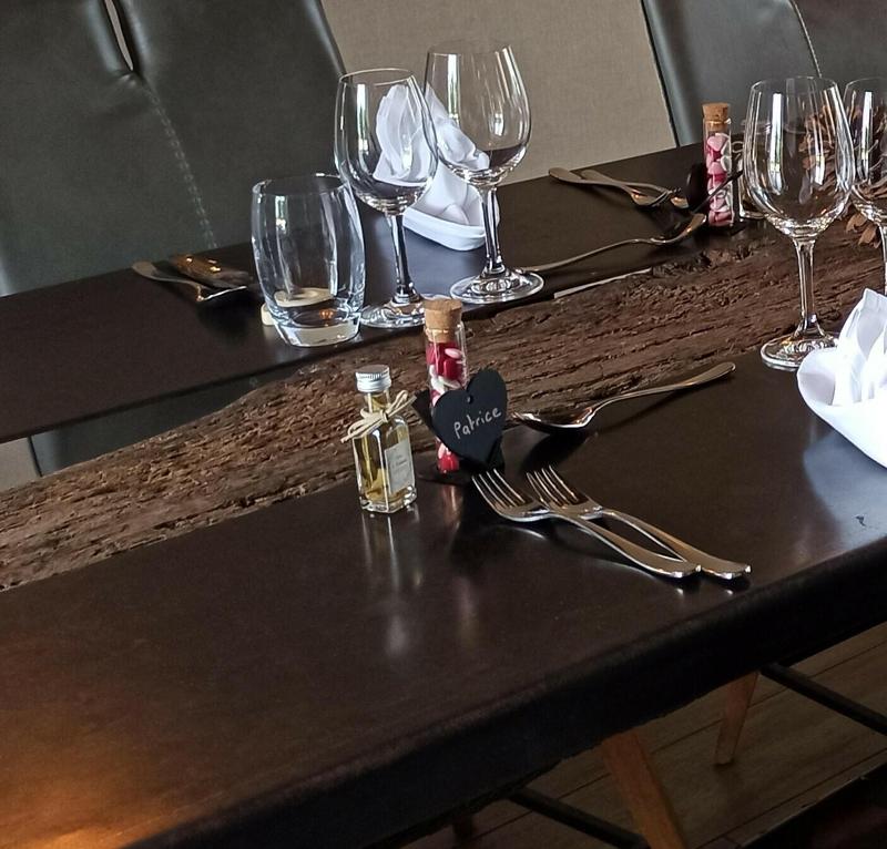 Table name holder with wedding favor tube