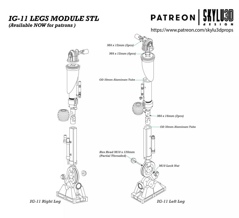IG-11 Life Size Droid Legs 3D print ready STL - The Mandalorian