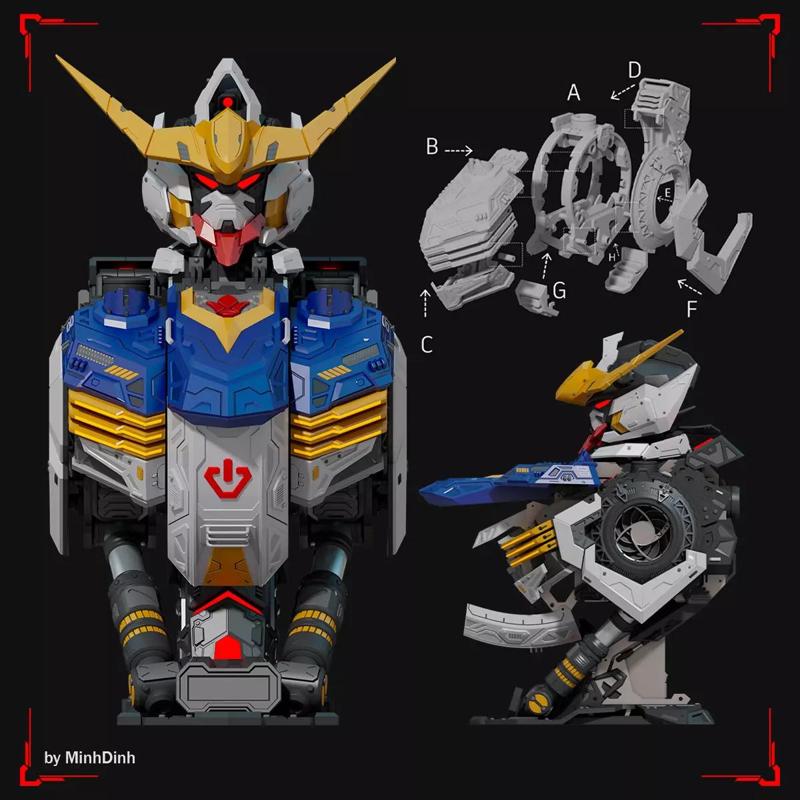 Case PC Gunpla Gundam Custom Model Barbatos Gundam