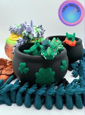 Emerald Isle Dragon and Pot of Gold - Threaded (Commercial Use)