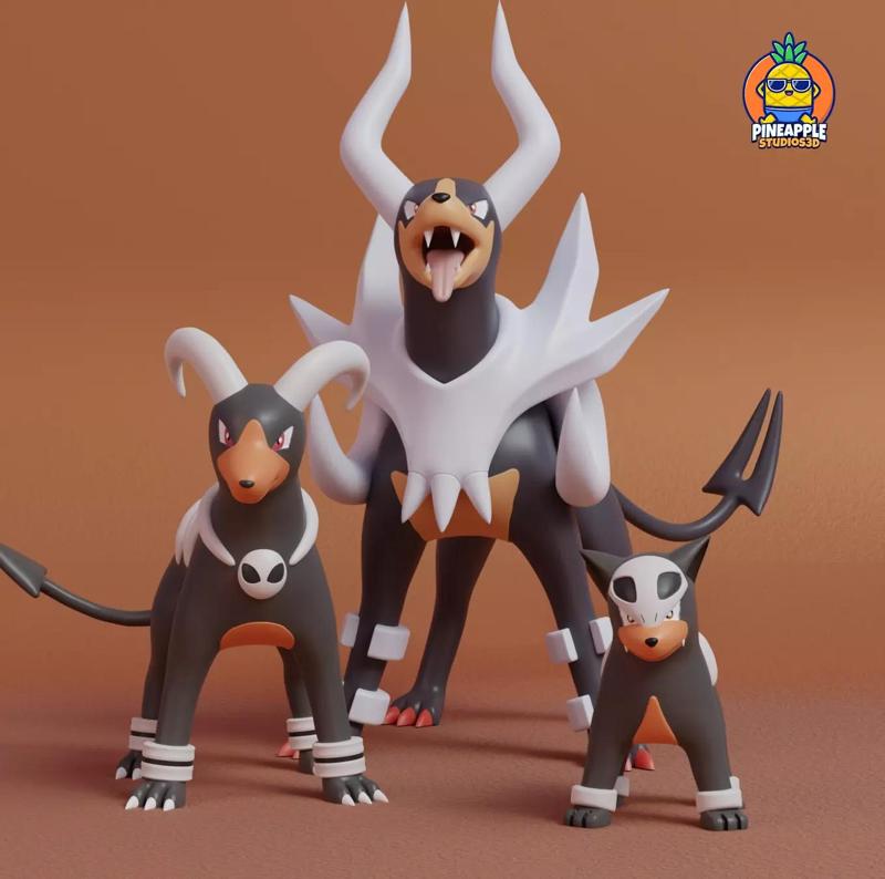 Pokemon - Houndor Houndoom and Mega Houndoom with 2 poses