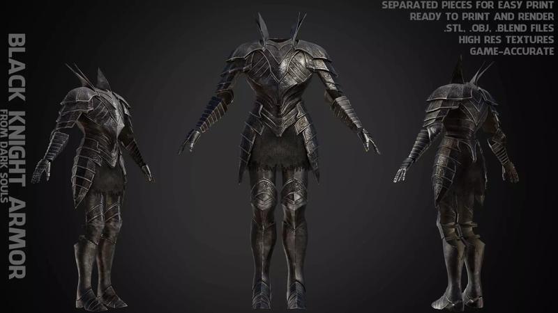 Dark Souls Black Knight Armor for Cosplay