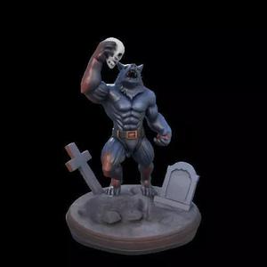 2149Werewolf Howling with Skull  3D Model  magic