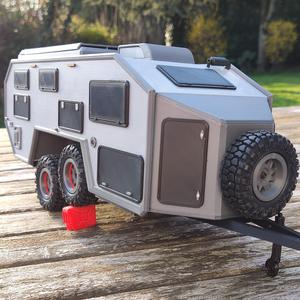 SCX24 mini crawler Bruder Exp6 expedition camping trailer caravan