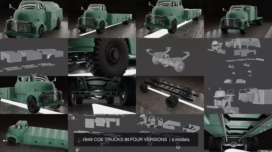 1949 COE TRUCKS IN FOUR VERSIONS  3D Model Collection