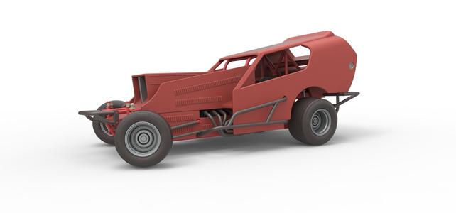 Vintage Dirt Modified stock car Version 4 while turning Scale 1:25