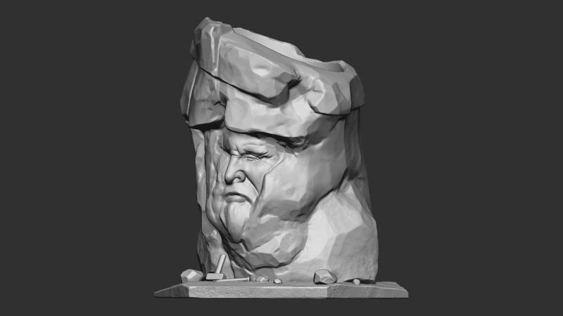 Head from stone pot